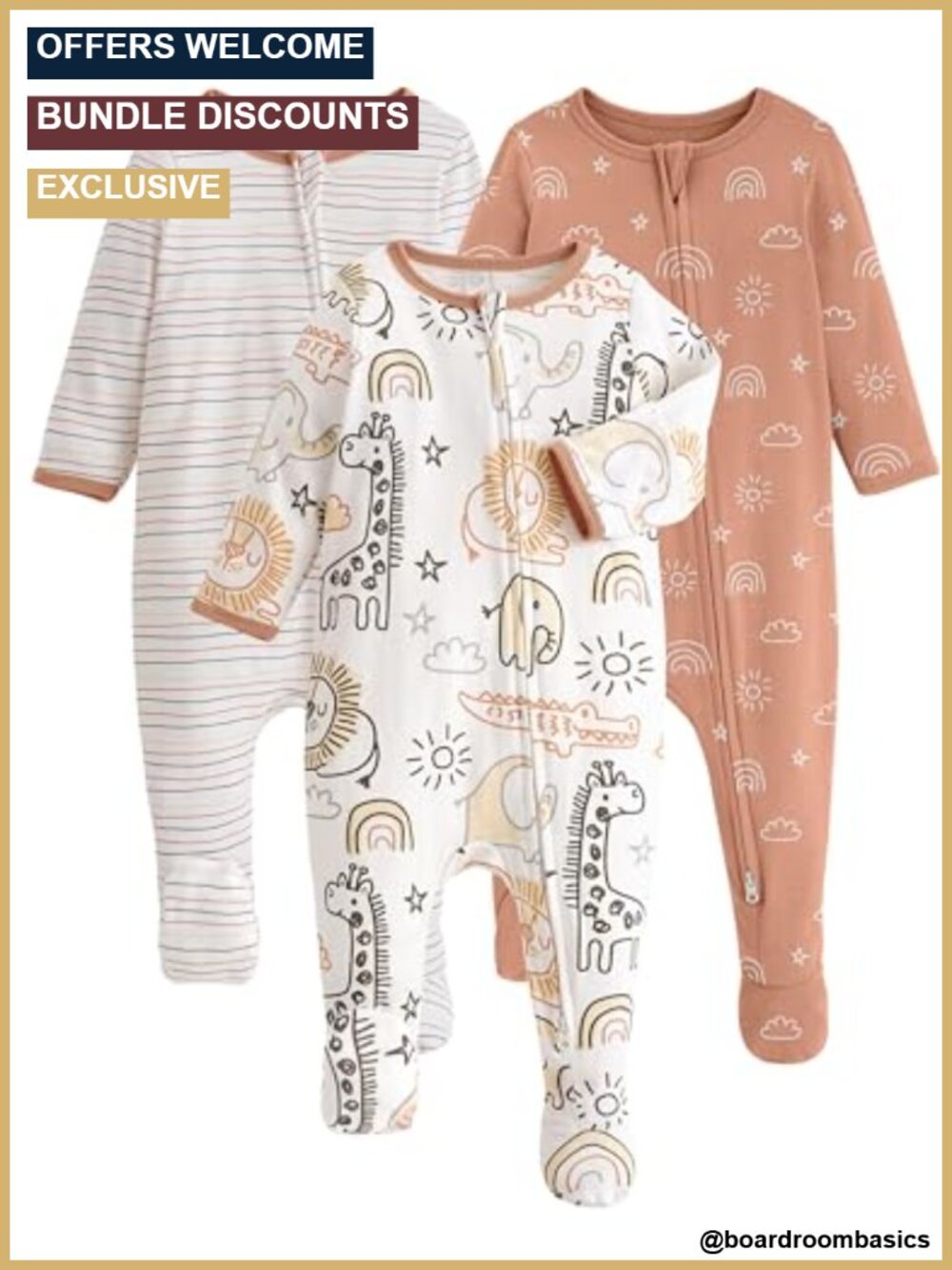 Baby Pajamas 100% Organic Cotton Footie Sleeper 2-Way Zipper Newborn